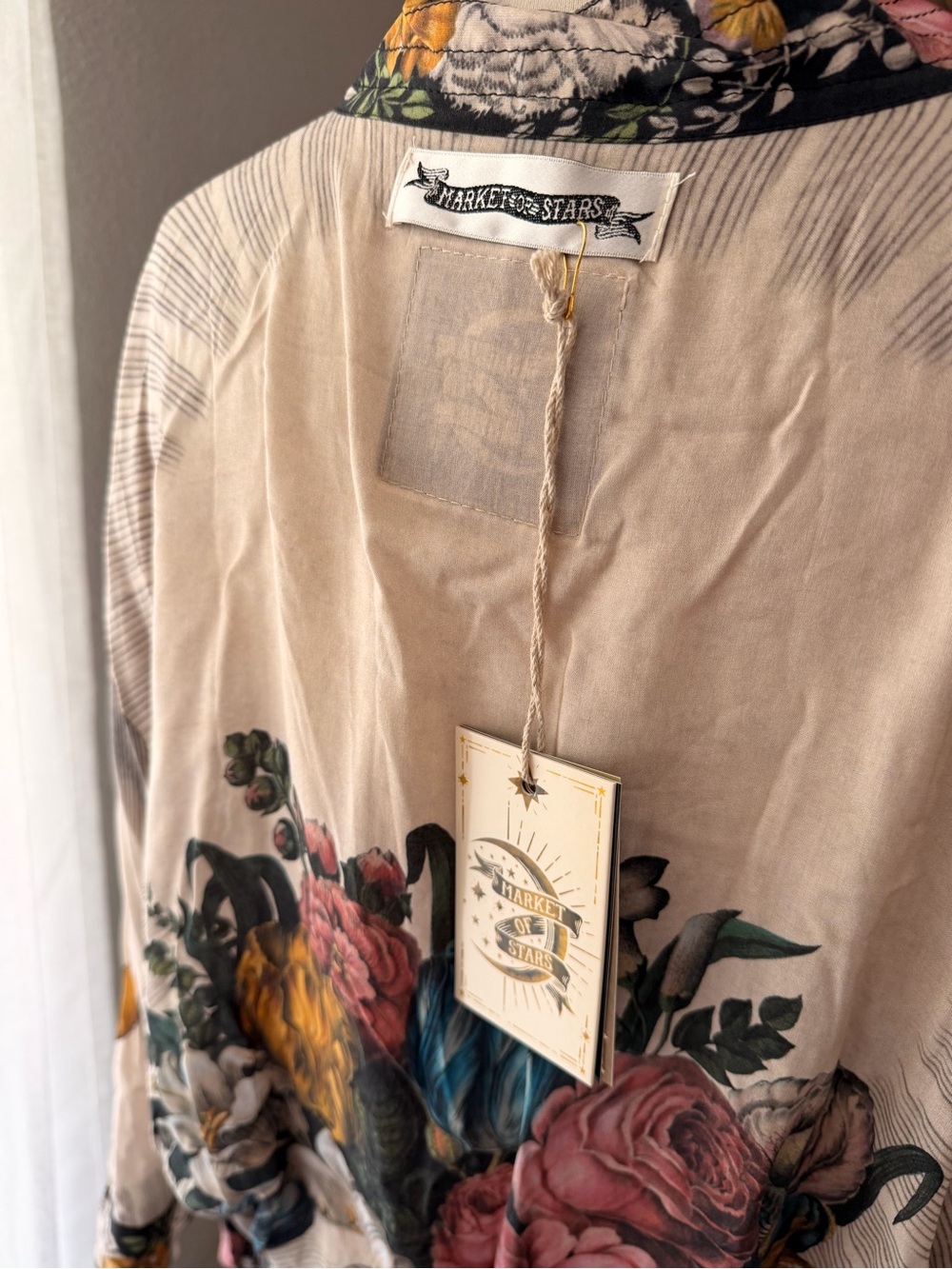 Market of Stars Floral Hand Print Kimono Robe Duster NWT - Picture 4 of 5